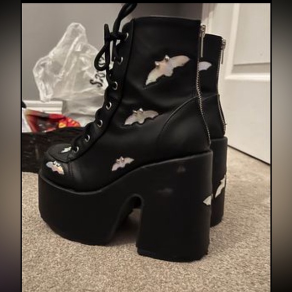 DEMONIA "Camel-201" Ankle Boots - Black/Silver - Picture 2 of 3